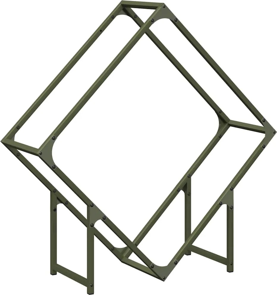 vidaXL Stojan na palivové drevo olivovo zelená 80x25x80 cm