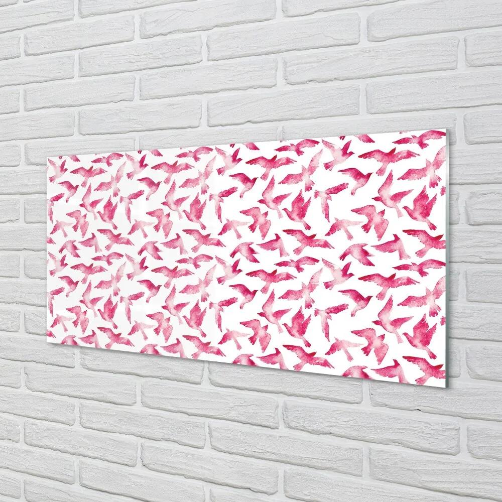 Sklenený obraz ružové vtáky 125x50 cm