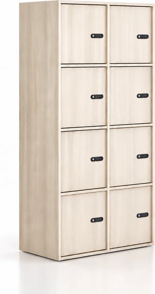 Kancelárska skriňa FRAME, 8x dvere, 872 x 450 x 1735 mm, mechanický kódový zámok, dub prírodný