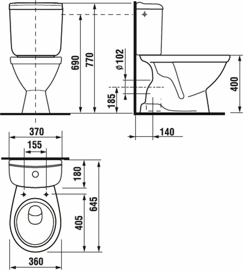 WC kombi Jika UNI H8241790007873 so spodným odpadom