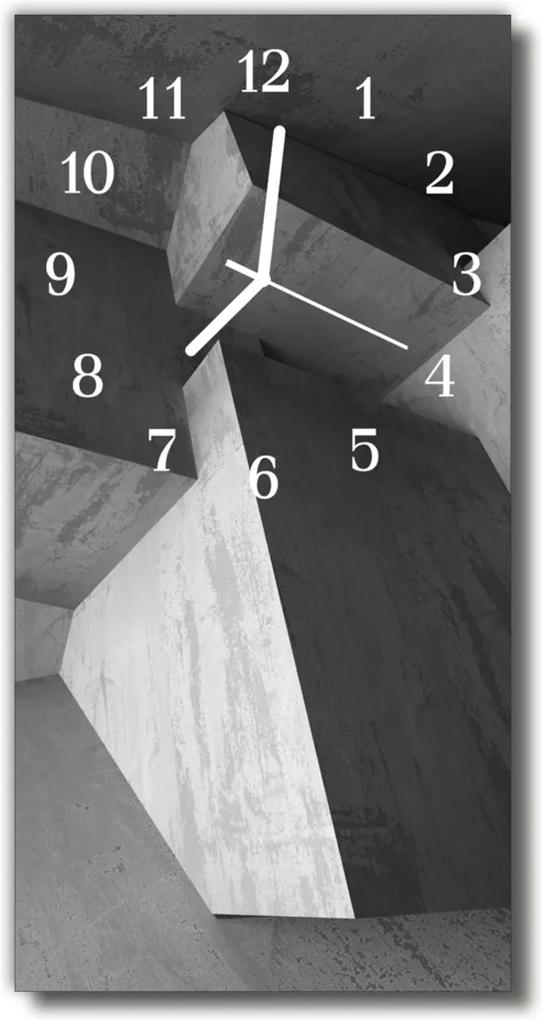 Sklenené hodiny vertikálne  šedý mramor