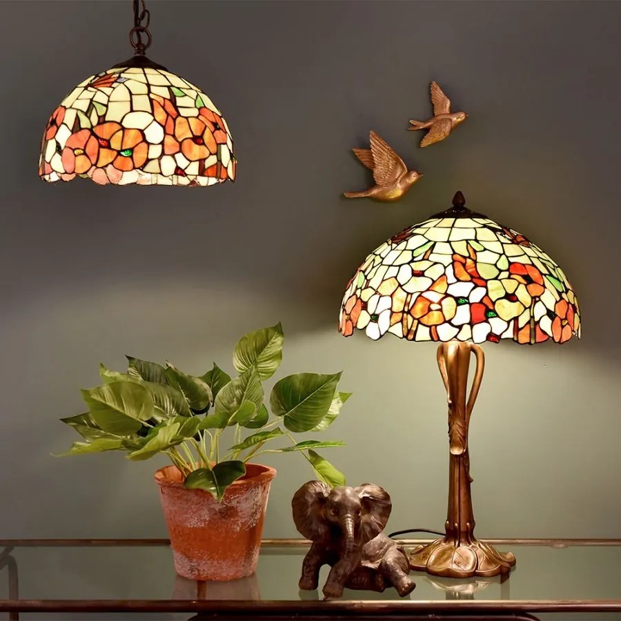 Stolná lampa Tiffany Esmée - Ø 40 * 63 cm E27 / 2 * 60W