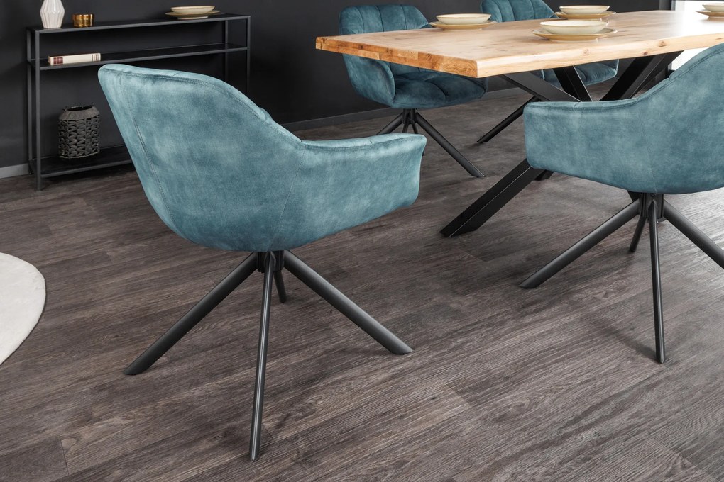 Stolička Papillon zamatová tmavomodrá otočná