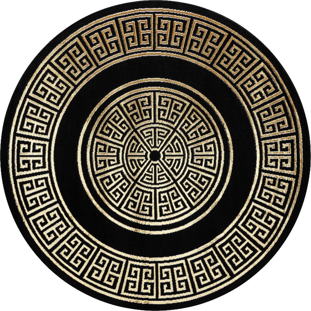 Dywany Łuszczów, Kusový koberec Allure 1968 black/gold kruh, 200x200 (priemer) kruh, čierna, kancelária