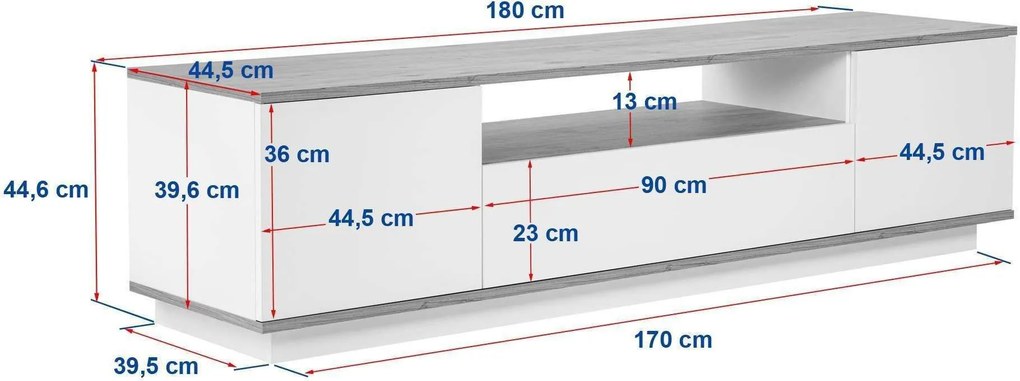 TV skrinka Verat (biela + dub cadizský). Akcia -18%. Vlastná spoľahlivá doprava až k Vám domov. 1144775