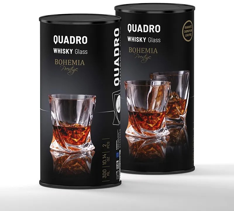 BOHEMIA PRESTIGE QUADRO POHÁR NA WHISKY V TUBE 340 ML SADA 2KS