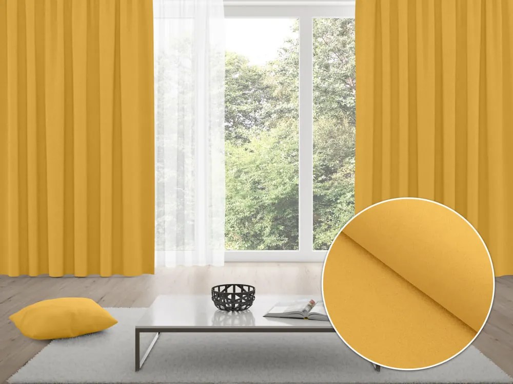 Biante Zatemňovací záves Blackout BKU-109 Horčicový  - šírka 140 cm 140x210 cm