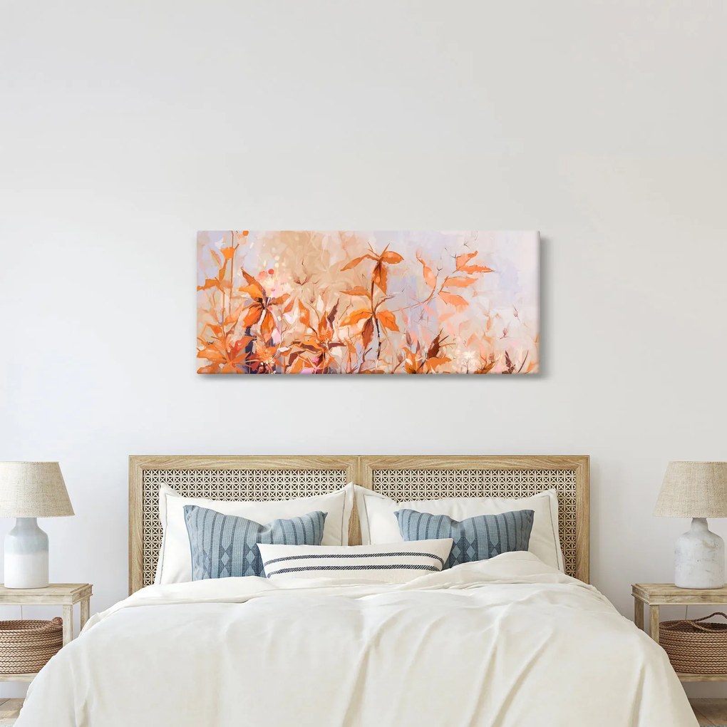 Obraz - Maľované kvety (120x50 cm)