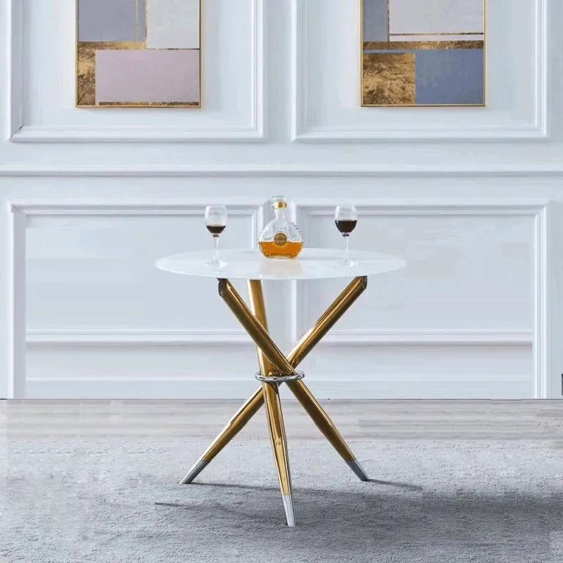 Kondela Jedálenský stôl/kávový stolík,  biela/gold chróm zlatý, DONIO