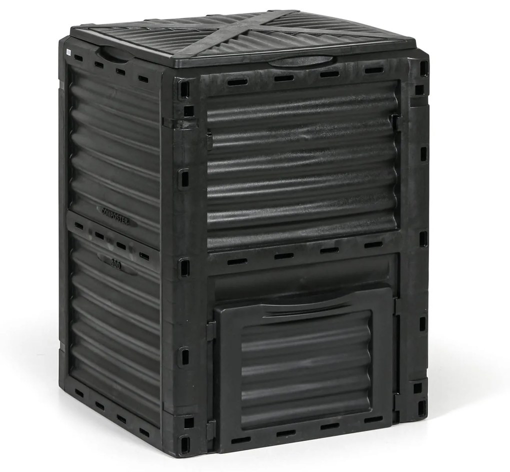 Plastový záhradný kompostér, 300 l, čierny