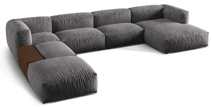 Sivá zamatová modulárna rohová pohovka (ľavý roh/do tvaru "U") Martina – Micadoni