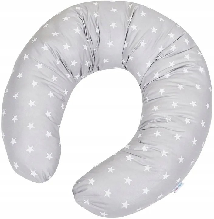 Dojčiaci vankúš BABYMAM PREMIUM - Biele hviezdičky so šedou