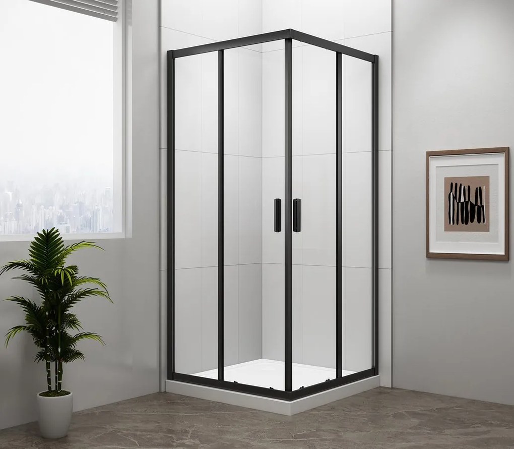 Polysan Polysan, EASY BLACK štvorcová sprchová zástena 800x800mm, číre sklo, EL5215B