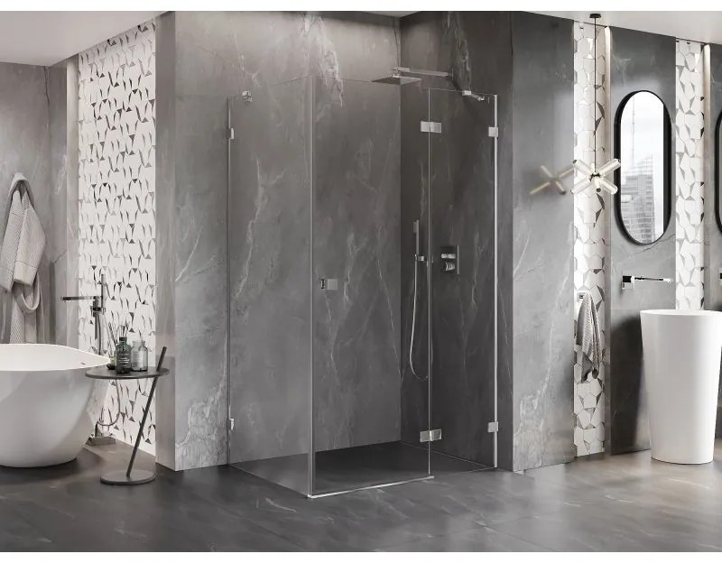 Mexen Lunar, pravostranný výklopný sprchový kút 85 x 90 cm, číre sklo, chrómový profil, 834-085-090-01-00-P