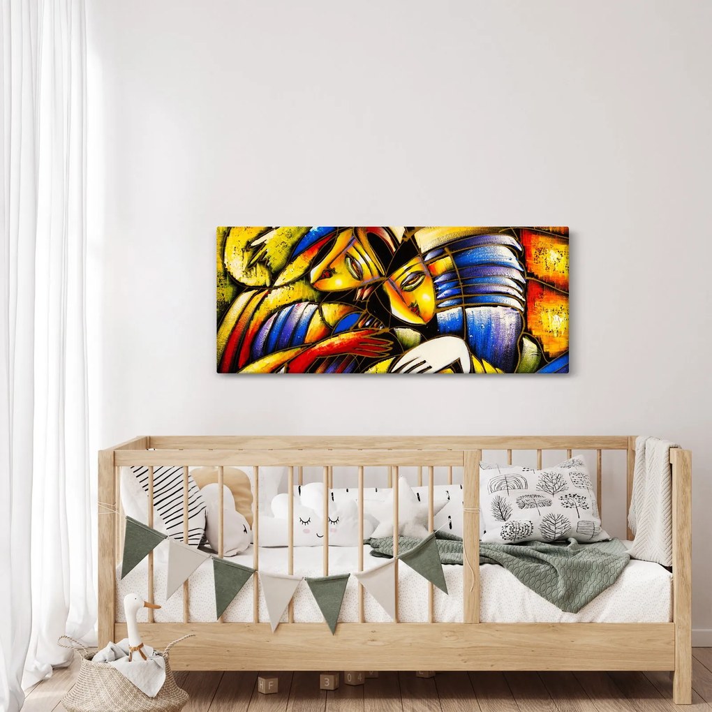 Obraz - Olejomaľba, milenci (120x50 cm)