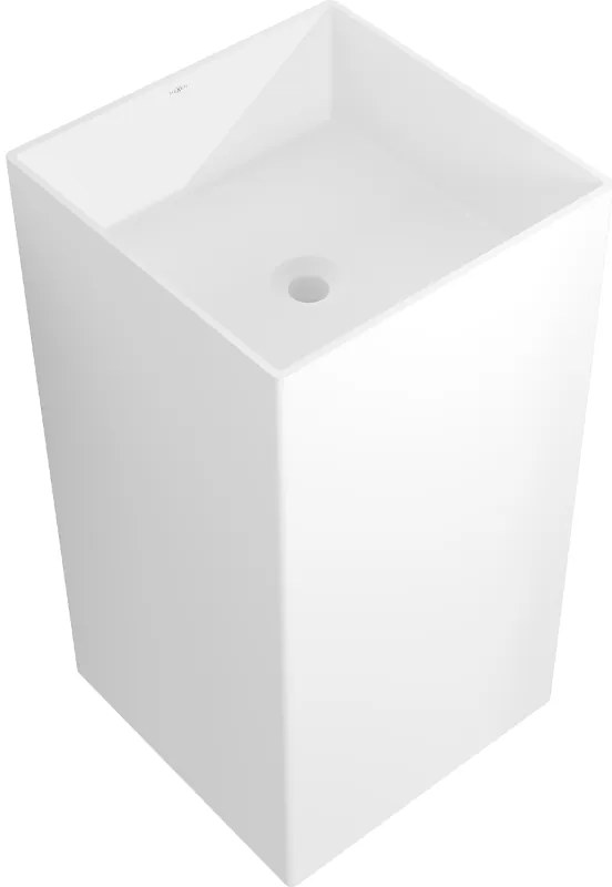 Mexen Xola-2, voľnestojace umývadlo z konglomerátu 45x45x85 cm, biela matná, 26594500