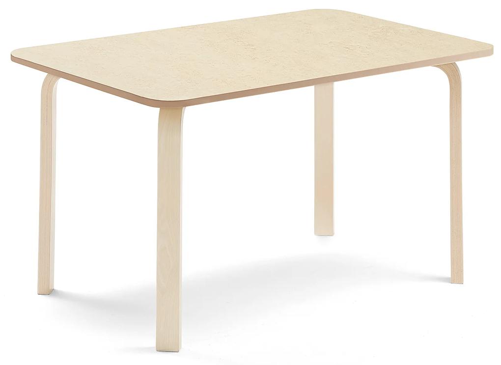 Stôl ELTON, 1200x600x640 mm, linoleum - béžová, breza