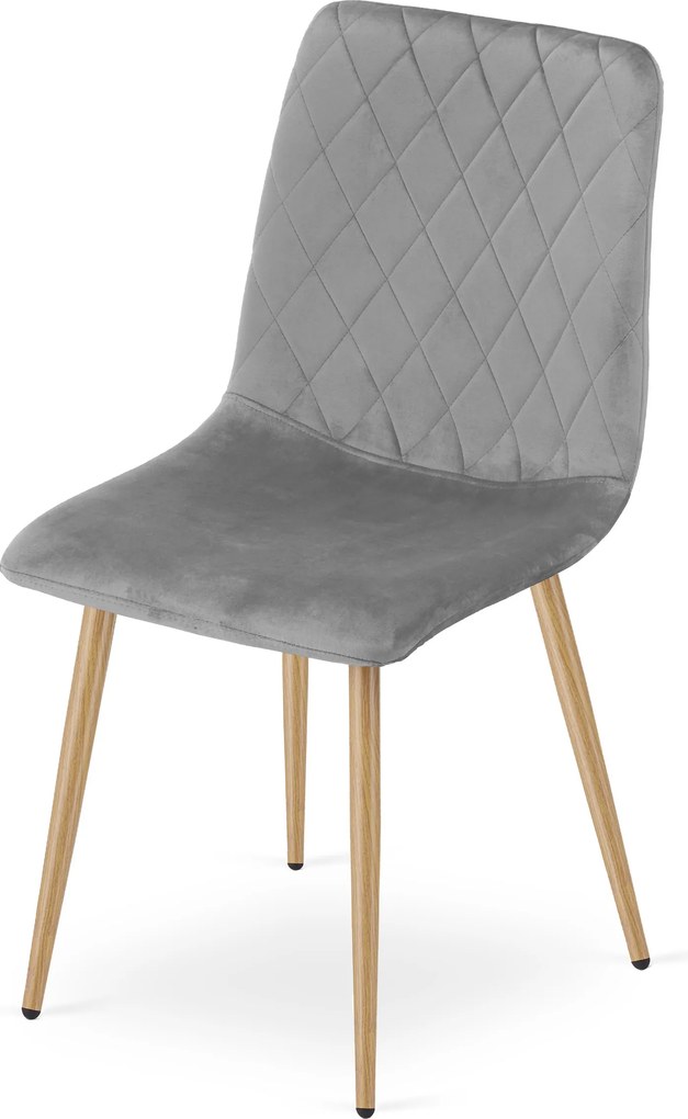 Set 4 kresiel TURIN - svetlosivý zamat / nohy vo farbe dreva