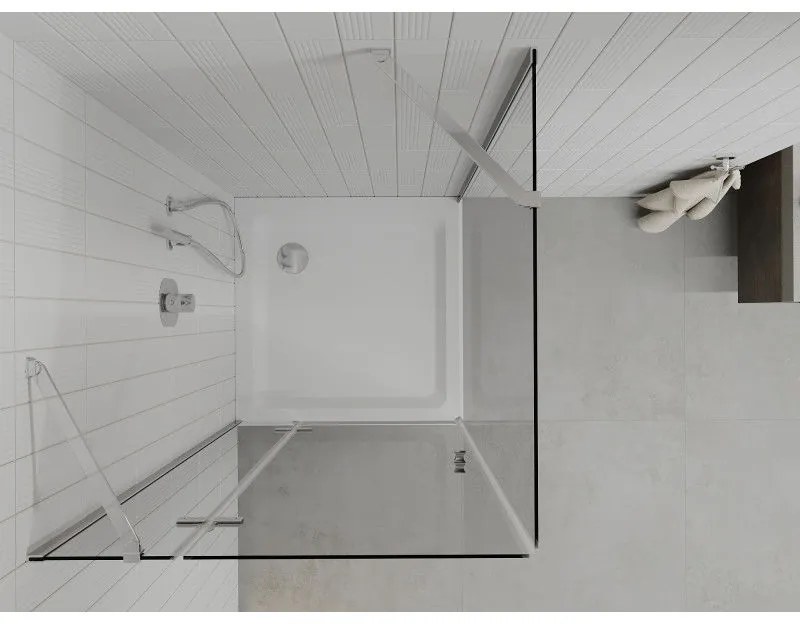 Mexen Roma, sprchovací kút 80 (dvere) x 80 (stena) cm, 6mm číre sklo, chrómový profil + slim sprchová vanička 5cm, 854-080-080-01-00-4010