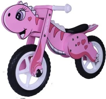 Milly Mally Detské drevené cykloodrážadlo Milly Mally DINO 12 - pink