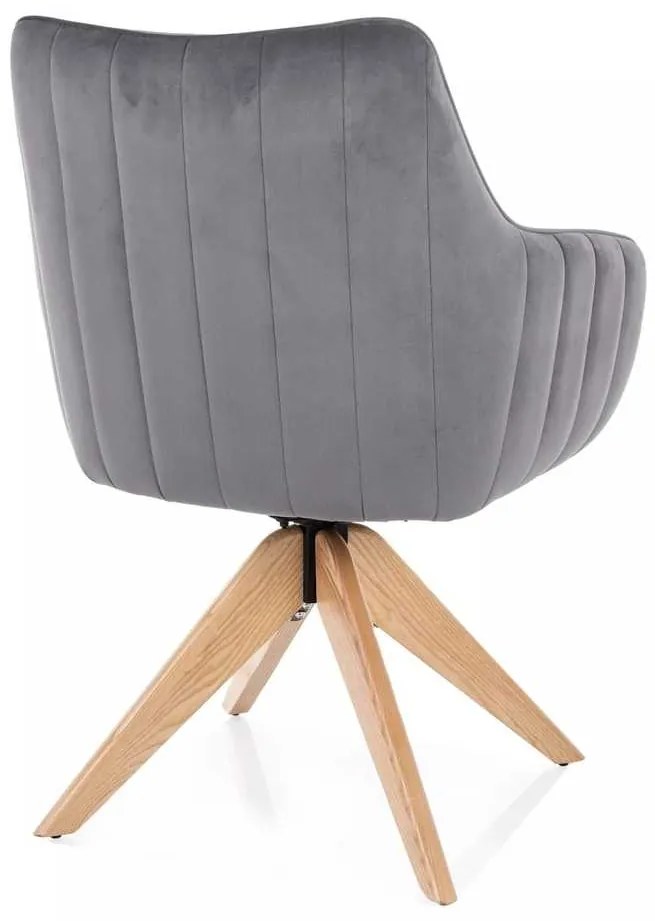 Jedálenská stolička Azalia D Velvet, sivá / dub