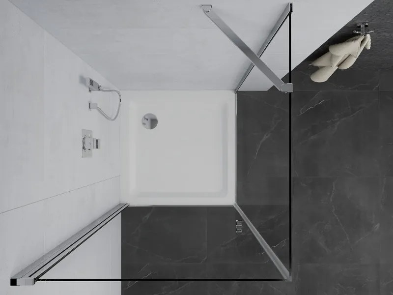 Mexen Pretoria sprchovací kút 70 x 70 cm, priehľadná, chróm + plochá sprchová vanička, 852-070-070-01-00-4010