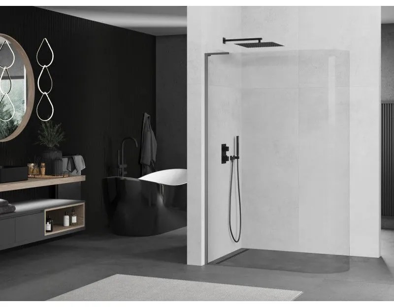 Mexen Kioto L, sprchová zástena Walk-In 110 x 200 cm, 8mm číre sklo, grafitový profil, 800-110-103-95-06
