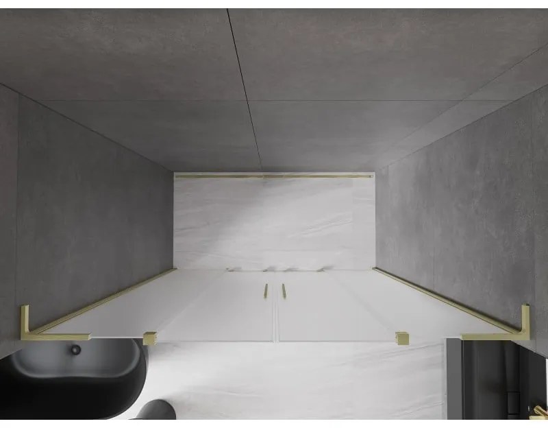 Mexen Velar L Duo, posuvné sprchové dvere do otvoru 200 cm, 8mm sklo námraza, zlatá matná, 871-200-003-32-55