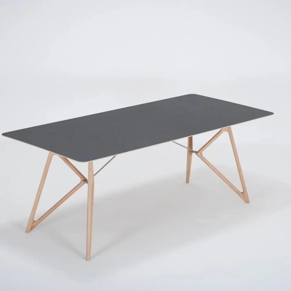 Jedálenský stôl z masívneho dubového dreva s čiernou doskou Gazzda Tink, 200 × 90 cm