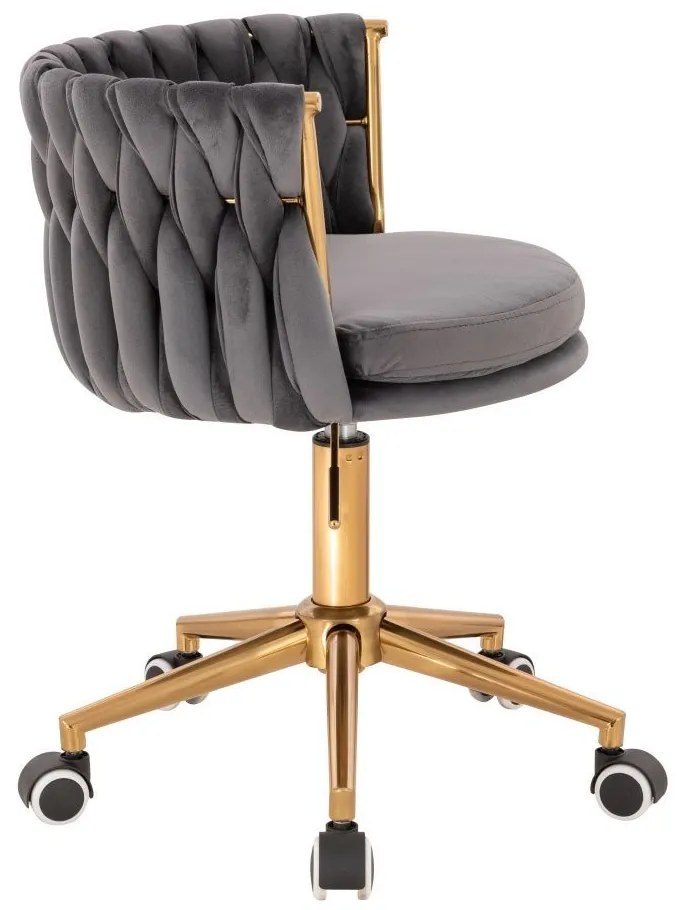 LuxuryForm DESIGN Stolička LYON VELUR na zlatej podstave s kolieskami - tmavo šedá