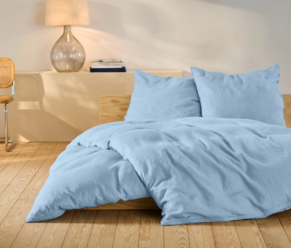Ľanová posteľná bielizeň, svetlomodrá, štandardná veľkosť