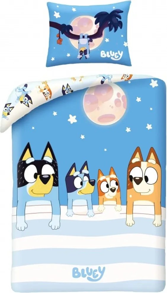 Bavlnené posteľné obliečky Bluey - motív Dobrú noc! - 100% bavlna - 70 x 90 cm + 140 x 200 cm