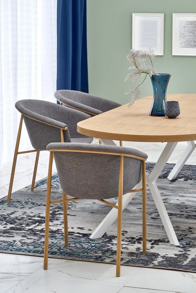 Jedálenský rozkladací stôl PERONI 100/250 cm dub craft zlatý/biely