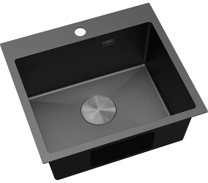 Mexen Solix, 1-komorový nerezový drez 500 x 450 mm, čierna, 6402501000-70