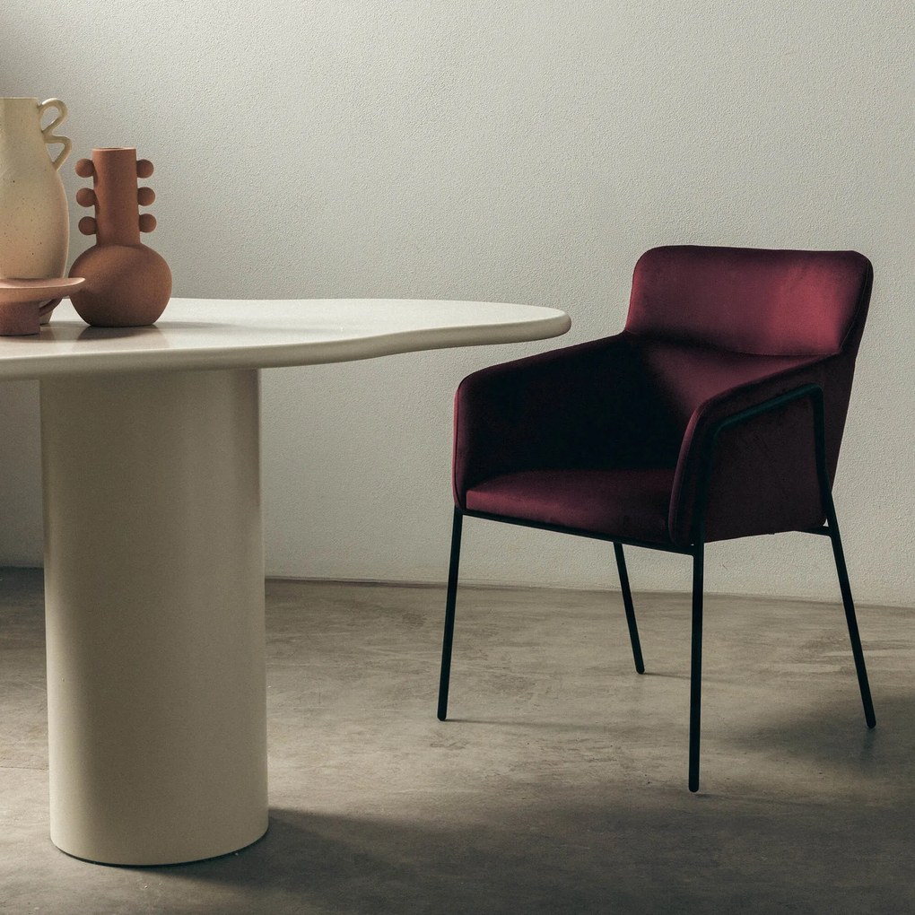 Vínové dizajnové jedálenské kreslo HELSINKI VELVET