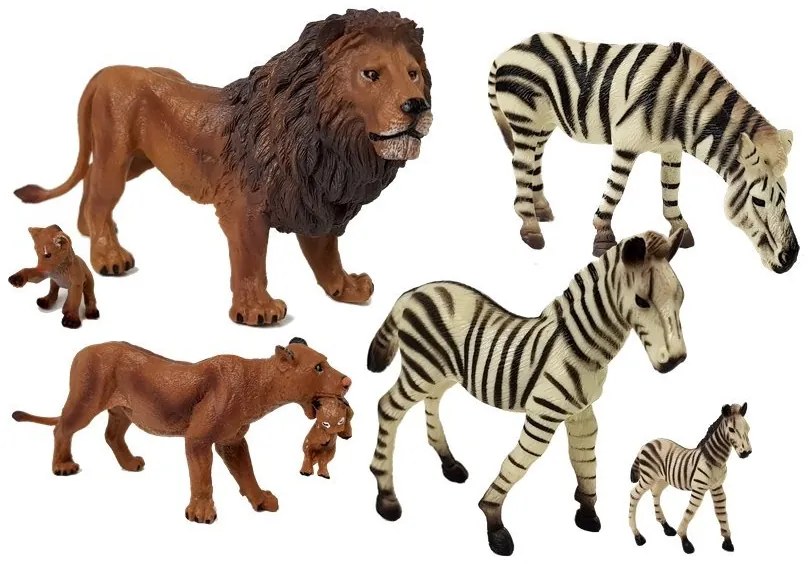 LEAN TOYS Sada figúrok zvierat Safari – Levy a Zebry