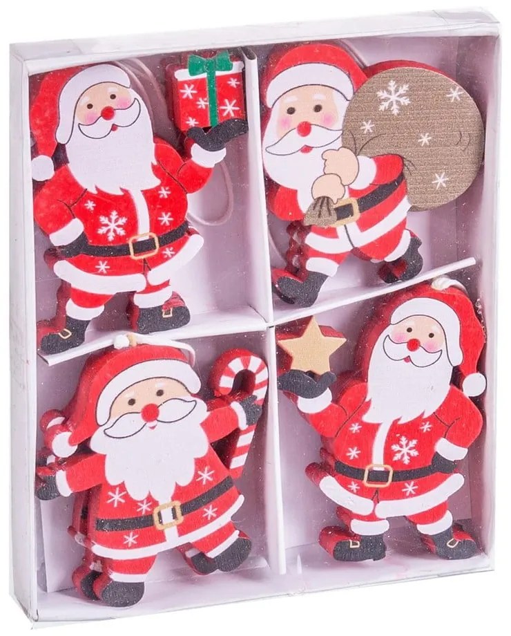 Drevené vianočné ozdoby v súprave 8 ks Santa Claus – Casa Selección