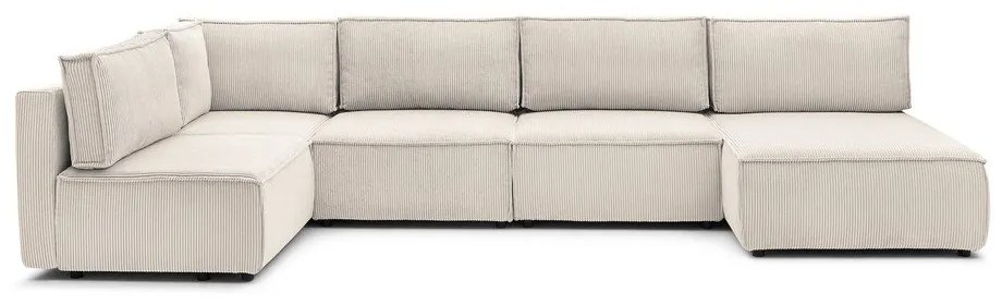 Krémovobiela menčestrová rohová pohovka (do tvaru "U"/variabilná) Nihad modular – Bobochic Paris