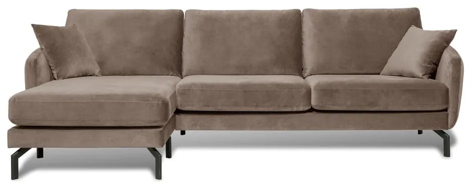 Hnedobéžová zamatová rohová pohovka (ľavý roh) Magic - Scandic