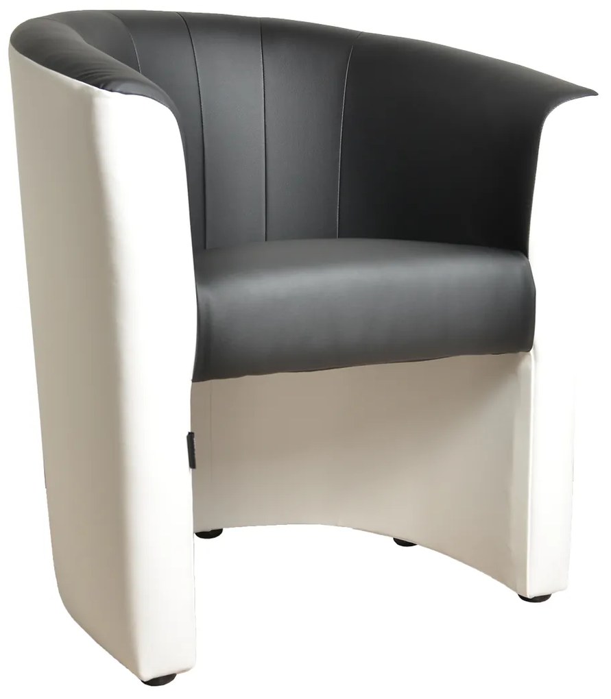 Mušla kreslo Koženkové ČIERNE-BIELE