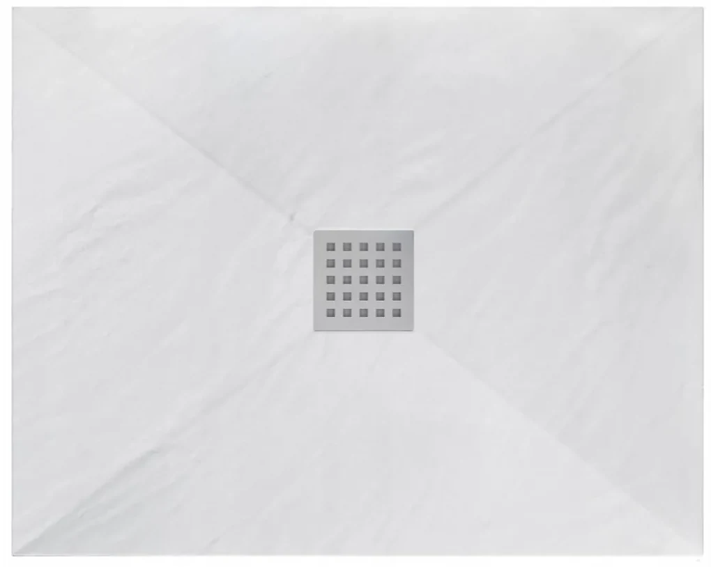 Rea Black Rock, konglomerátová sprchová vanička 100x80x3,5 cm, biela, REA-K5581