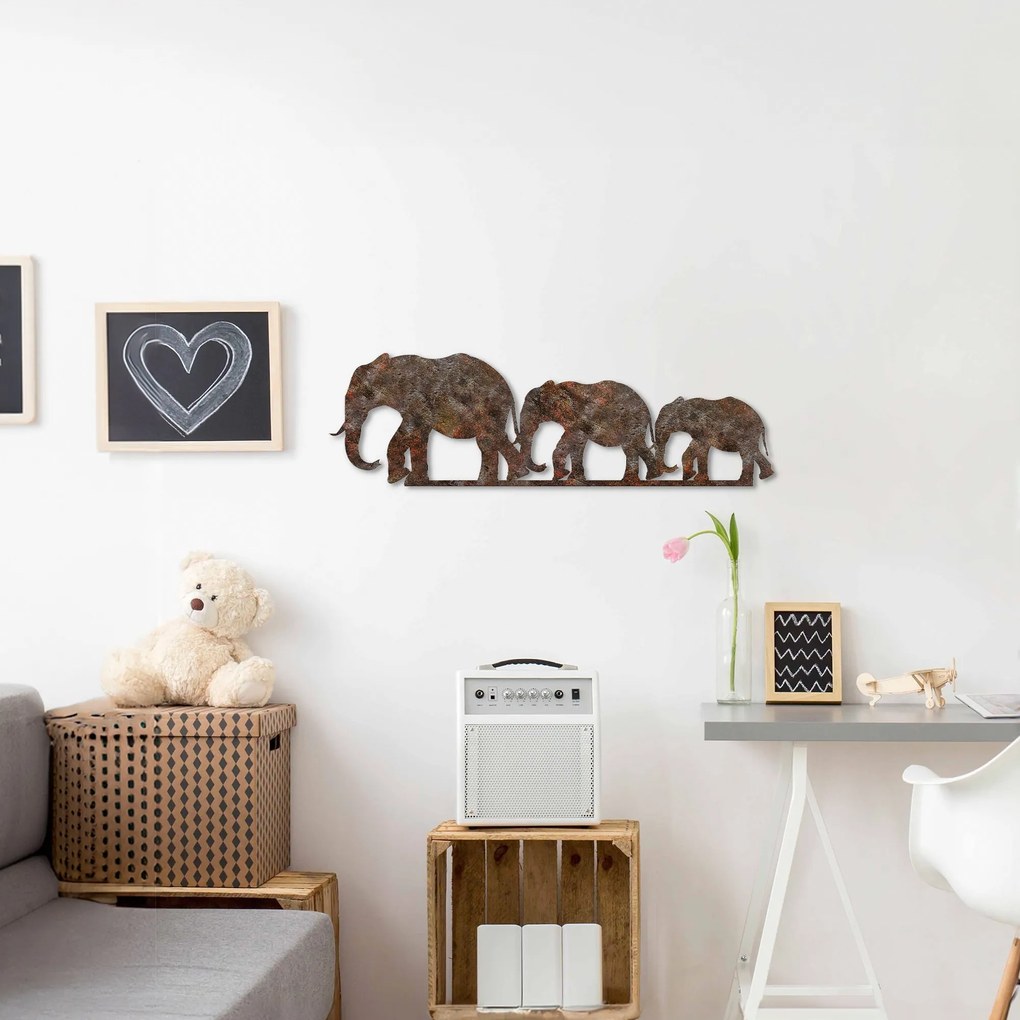 Nástenná kovová dekorácia Hrdzavý Slon 1 viacfarebná