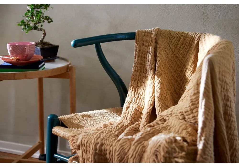 Béžový pléd na dvojlôžko 240x260 cm Reloved - JUNA