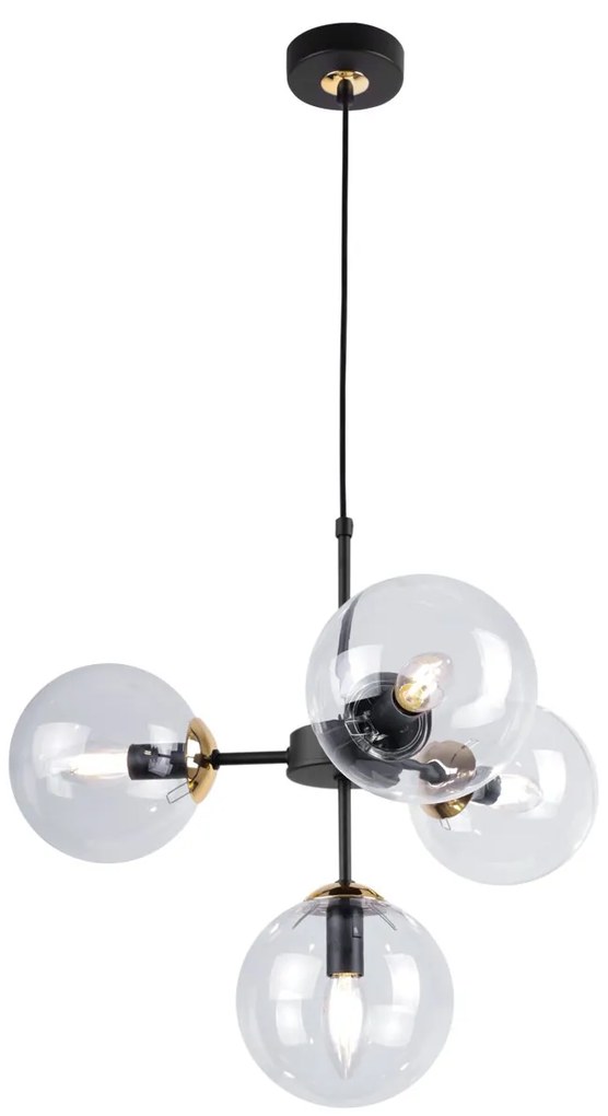 Závesné svietidlo Paris, 4x transparentné sklenené tienidlo, g