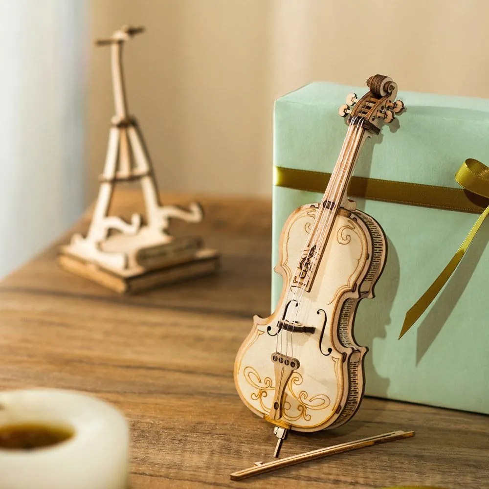 Robotime drevené 3D puzzle Violončelo 58 ks