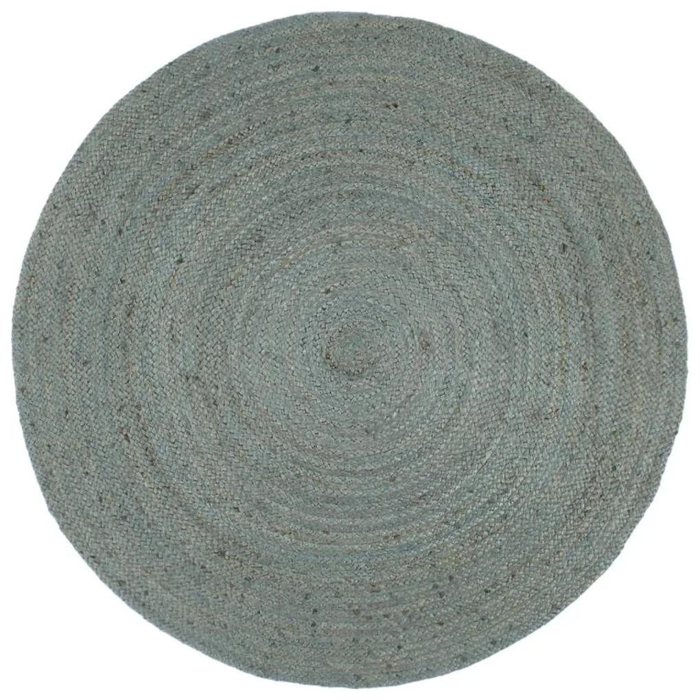 Ručne vyrobený koberec olivovo-zelený 240 cm jutový okrúhly