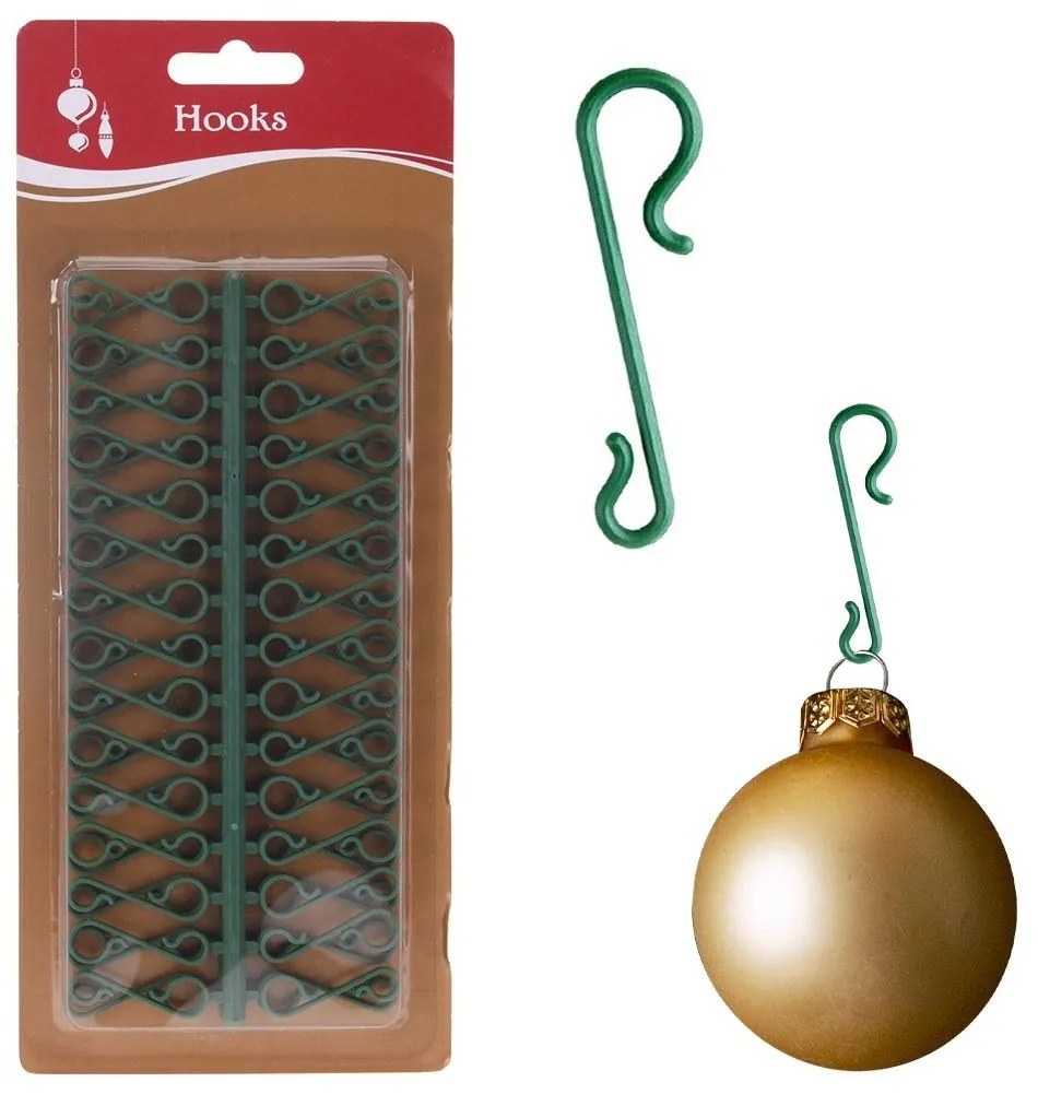 VILDE Háčiky na vianočné ozdoby 3,5 cm, zelené (plastové), 60ks