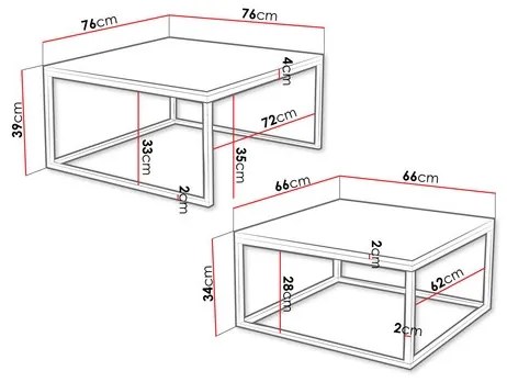SADA 2x Konferenčný stolík DUAL čierna/zlatá