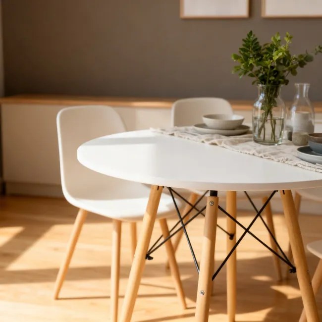 Jedálenský stôl LOFT biely / naturálny