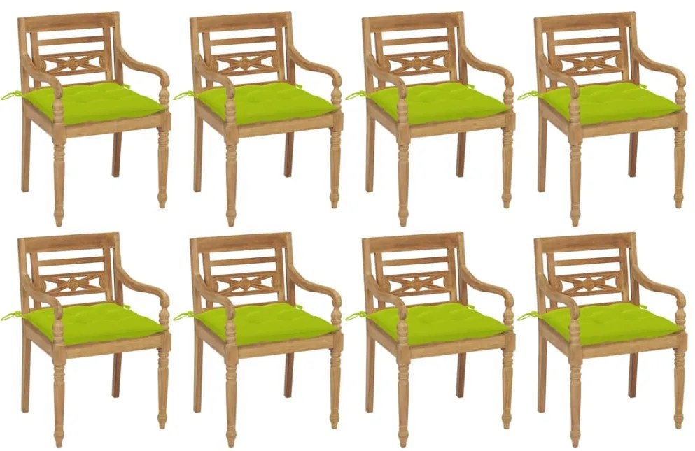 Batavia stoličky s podložkami 8 ks tíkový masív 3073375